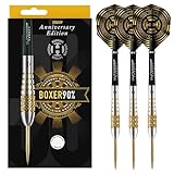 Harrows Boxer Bomb 90% Tungsten Steel Tip Darts Set 22g, 24g, & 26g - Includes Midi Supergrip Carbon shafts & New Anniversary 100 Micron Flights- 22g