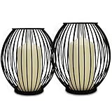 Vintage Iron Birdcage Candle Holders – Set of 2 Lanterns (Small & Large), Rust-Resistant Black Candlestick Stands for Pillar & Tealight Candles | M&W