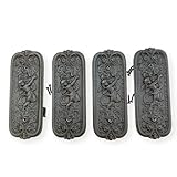 Set of Four Antique Style Rustic Cast Iron Door Push Plates with Ornate Cherub Design - Vintage Finger Plate Decor