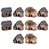 DOITOOL Miniature Fairy Garden Stone House: 10PCS Miniature Houses for Villages, Mini Cottage DIY Doll Ornament Mini Resin s Bonsai Landscapes Decor