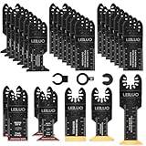 LEILUO 32 Pcs Titanium Multi Tool Blades Kits for Wood Nails Drywall Cutting Oscillating Tool Accessories with Storage Bag Compatible with DeWalt Makita Dremel and More