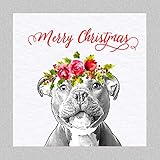 Staffordshire Bull Terrier Christmas Card - Holly Crown
