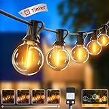 btfarm 36M/120FT Outdoor Festoon Lights Mains Powered【Timer & Dimmable】50+3 LED Garden String Lights with Shatterproof G40 Bulbs,Waterproof Indoor Outside Lights for Yard Wedding Christmas Patio Party