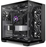 FOIFKIN F300 PC Case - Preinstalled 4 PWM without RGB Fans, ATX Mid-Tower Gaming PC Case, 270° Panoramic Glass with Type-C (Black, F300)