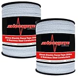 ShockRite 2 x 200m x 20mm Electric Fence Fencer Fencing White Poly Tape (400m) 6 x Stainless Steel Strands