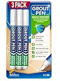 3 x White Grout Pens - Designed for Restoring Tile Grout in bathrooms & Kitchens