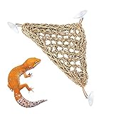 ZhanshuidefaQ Reptile Seagrass Hammock Natural Seagrass Reptile Lounger with Suction Cups Triangle Lizard Hammock for Small and Medium Sized Reptiles