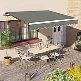 Green Bay 2.5 x 2m Manual Awning Garden Patio Canopy Sun Shade Shelter Retractable Grey
