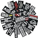Woohome 40 PCS Iron on Patches, Assorted Slogan Embroidered Patch Sew On Patch for Motorcycle Jackets Different Slogan Letter Patch for Backpacks Jeans Jackets Bag Clothing