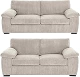 Jumbo Cord 3+2 Seater Sofa Set: Redefine Your Living Space with Luxurious Comfort & Timeless Style – Deep Cushions, Sturdy Build & Ultra-Soft Fabric (Cream, 3+2 Seater)