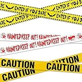 3 Pcs CAUTION Tape Non Adhesive, Waterproof and Windproof Barrier Tape, 27M * 7.5CM Warning Tape Barricade Safety Tapes for Halloween Decorations