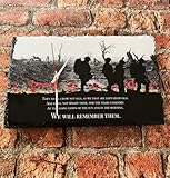 Brothers Soldier remembrance poppy Slate clock, 400mm x 250mm