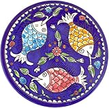 Armenian Ceramic Decorated Plate, Large Fish Design, 21 Centimetres