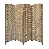 Panana Folding Splitter Screen Hand Made Wicker Room Divider Protective Screens,Various Size&Color (Natural, 4 Panel)