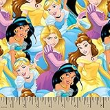 Disney Multi Princesses Fabric, 100% Cotton, Multicolor