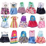 Miunana 12 Clothes Outfits for 6 Inch Dolls = 10 Dresses + 2 Shoes for Girl Dolls