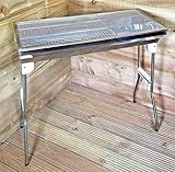 Garden Mile Half Barrel Stainless Steel Charcoal BBQ Grill Folding Portable Outdoor Patio Garden Heating Smoker, Beach and Picnic Camping portable barbeque for Cooking, Decking, Grilling
