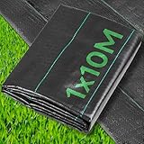 Weed Membrane Black Plastic Sheeting - Heavy Duty Black 1Mx10M Weed Barrier Fabric Weed Suppressant Landscape Ground Cover For Garden Raised Bed Cover Flower Bed Planter Lining - Weed Control Membrane