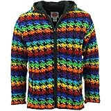 Ministry of Colour Wool Knit Hooded Cardigan Jacket - Rainbow Houndstooth (Small)