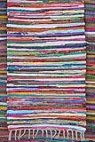 UAREHOME 100% Recycled Cotton Handmade Mat Multi Coloured Chindi Floor Rag Rug (Chindi 50x80)