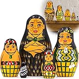 AEVVV Maori Nesting Dolls Set of 5 pcs - Matryoshka with Maori People Figurines - Maori New Zealand Gifts - Maori Art - Maori Tribe New Zealand Decorations