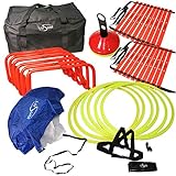 Lusum Speed Agility Kit - 6 x Hurdles, 24 x Cones, 2 x Agility Ladders 1 x Speed Resistance Harness, 1 Speed Parachute and a Heavy Duty Carry Bag - Multi-Sport Training Equipment For Football, Rugby