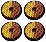 4 x Round Amber Side Reflectors for Trailers, Orange, Fits Ifor Williams, Maypole