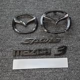 LFWCZS Front Rear Emblem Replacement Kit for Mazda 3 Sedan 2011 2012 2013,Black Grille Tailgate Trunk Letters Badge Logo Sticker Decal ABS Car Exterior Tuning Accessories,just Sport