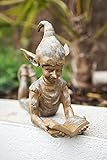 Marco Paul Fairy Garden Ornaments Outdoor Bronze Elf Statue Lying Novelty ResinGarden Pixie Goblin Garden Sculptures 35cm