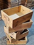 Pack of 3 - RECLAIMED 12 BOTTLE SIZE FRENCH WOODEN WINE CRATE BOX/HAMPER STORAGE