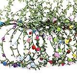 9 Pcs Flower Crown Headband,Hair Floral Wreath Garland Leaf Ribbon,Adjustable Multicolor Boho Halo Headpiece for Women Girls Wedding Festival Holiday Christmas Halloween Party,Seaside Vacation Photo
