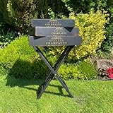 MAISONICA Set 3 Butlers Tray on stand Champagne Wooden Trays Vintage French Shabby Chic Style