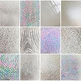 ILLUCKAI 12 Sheets Clear Textured Stained Glass Sheet, 4 x 6 inch Rainbow Iridescent Cathedral Art Glass Variety Textures, Stained Glass Supplies for Stained Glass Projects and Mosaic Crafts