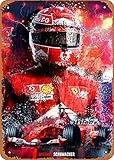 REEJAN Vintage Metal Tin Sign Formula 1 Alternative Poster Michael Schumacher F1 Posters for Home Kitchen Bar Wall Decor 12x8 Inch