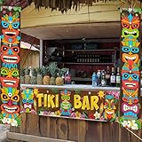 Luau Party Decorations Tiki Totem Door Banner Sign 3pcs Tiki Banner Porch Hawaiian Cover for Aloha Hawaii Tropical Moana Birthday Carnival Party Wall Hanging Outdoor Decor Gift