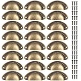 LJHOME 24 Pcs Shell Cup Handles, Semi Circle Drawer Pull Handle, Metal Kitchen Cupboard Cabinet Dresser Door Handles Knobs, Retro Furniture Knobs