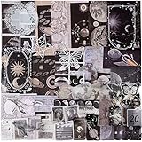 100 pcs Dark Planet Vintage Scrapbook Stickers Paper Pack Planets Moons Butterfly Scrapbooking Decor for Scrap Book Decorations Notebook Journal DIY Art Craft Card Making Supplies