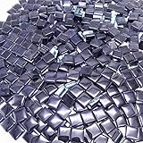 Hozzwhoo 500G/ 1.1LB Bulk Crystal Mosaic Tiles, Assorted Color Opaque Glass Crafts Supplies for DIY Picture Coaster Home Kitchen Bathroom Decoration (0.4x0.4 inch, Black) - 610 Pcs