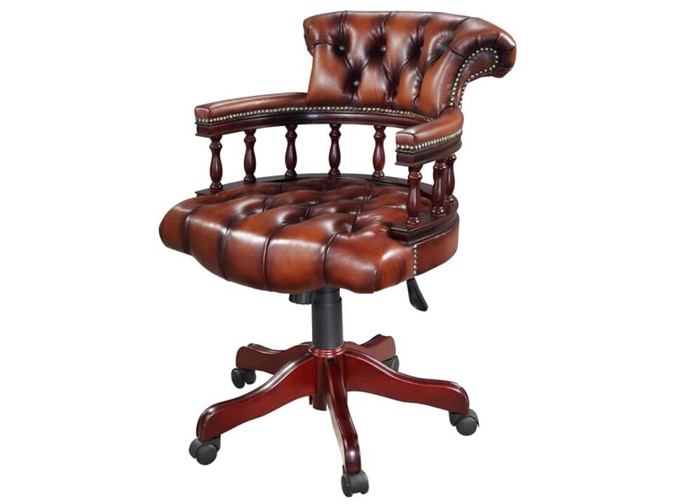 Second Hand Chesterfield Captains Chair, Brown Leather Office Chairs Ireland
