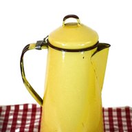 vintage enamel coffee pot yellow for sale
