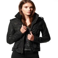 womens superdry leather jacket for sale